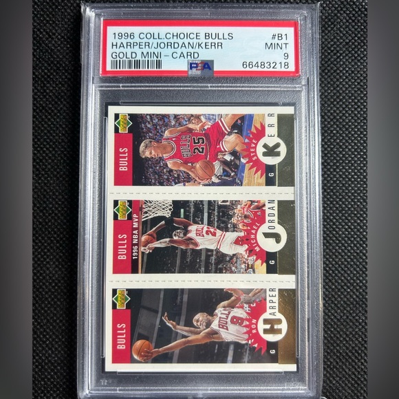 1996 Collector Choice Chicago Bulls Minis Gold Harper Jordan Kerr PSA 9 MINT - Picture 1 of 2